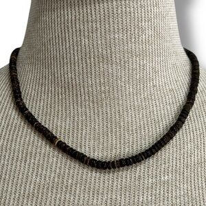 Men's Dark Brown Necklace Puka Coconut Beads Hawaiian Beach Surf